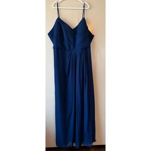 Weddington Way Camille Navy Chiffon Pleated VNeck Spaghetti Strap Maxi Dress 28